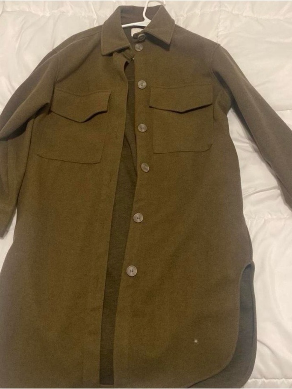 Women’s Brownish/Olive Green Button-Front Shirt Jacket